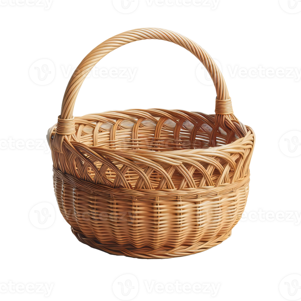 handcrafted empty basket on transparent background png