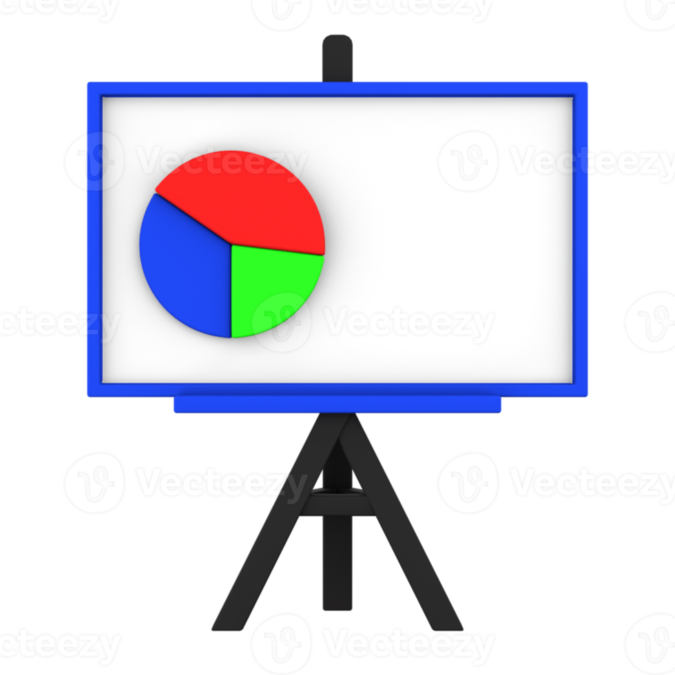 3d illustration of whiteboard with pie chart png