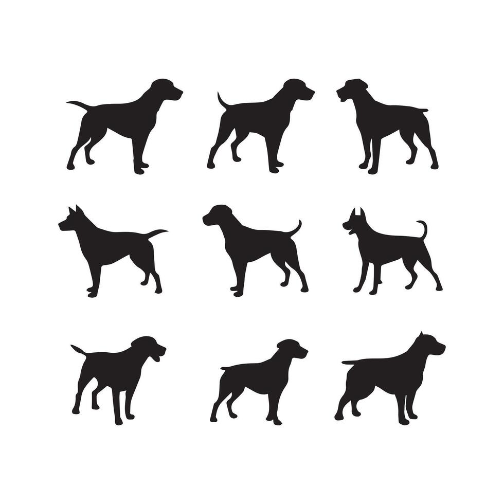2D flat illustration of a dog silhouette vector