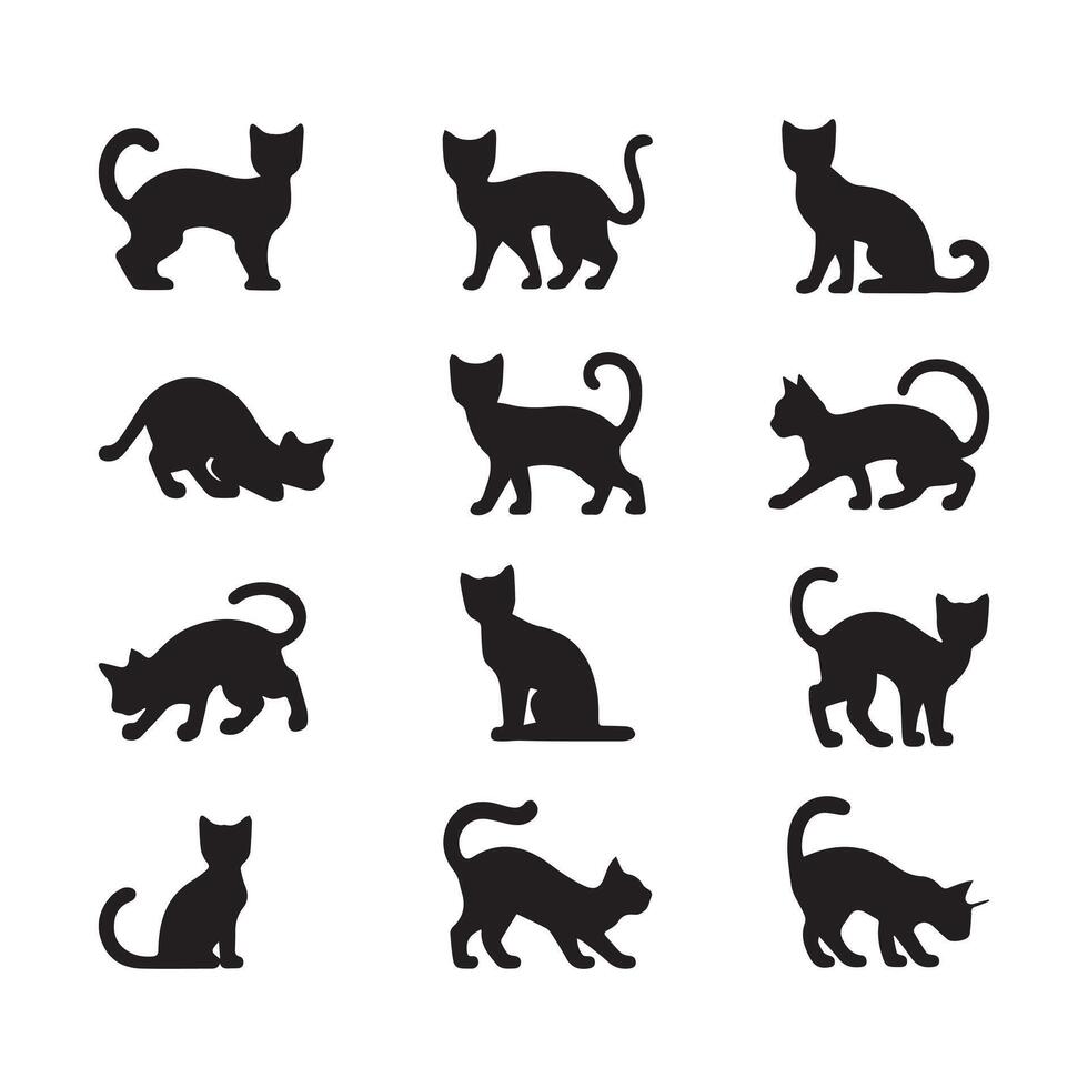 Cat silhouette rendered in 2D flat illustration vector
