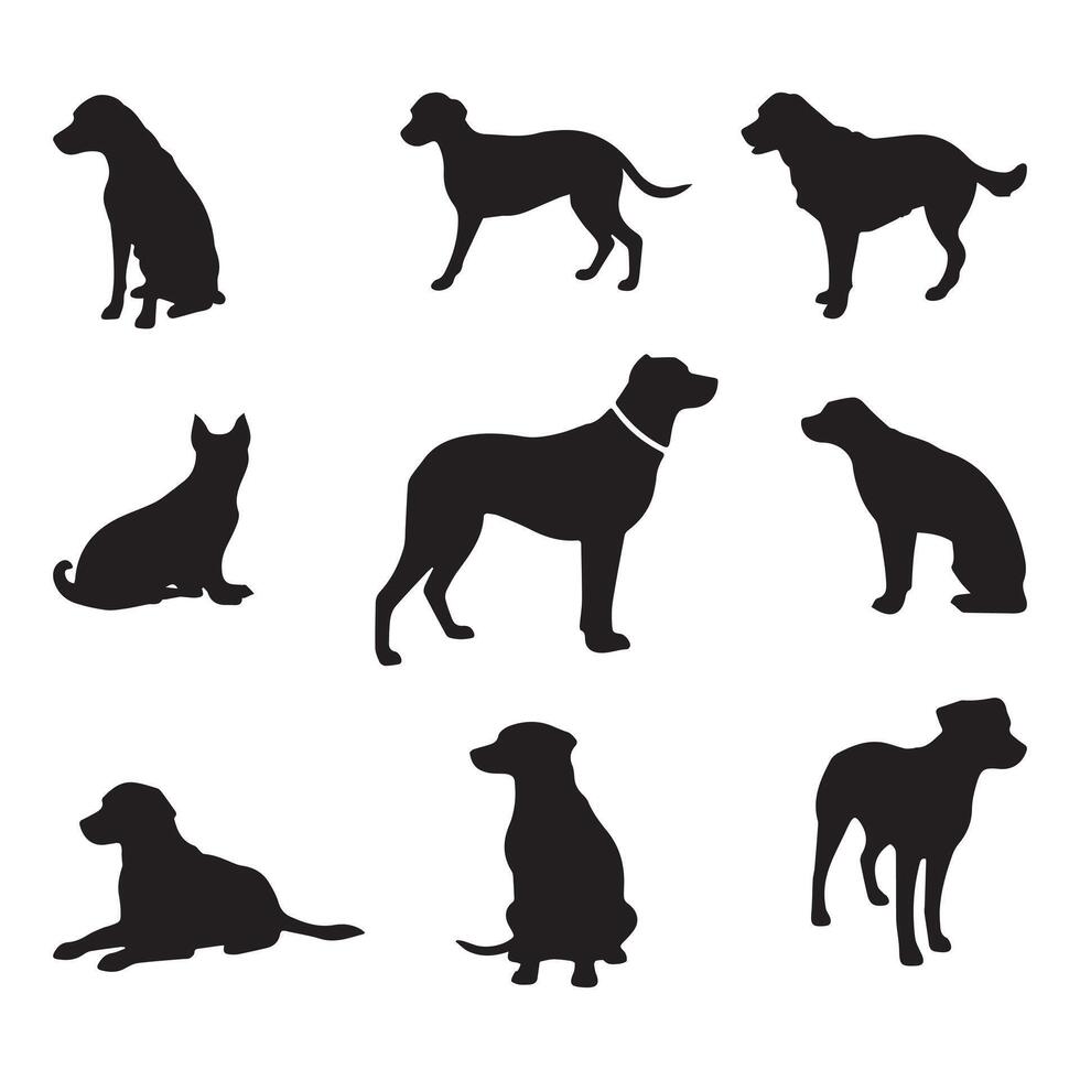 Illustration of a dog silhouette in 2D flat style vector