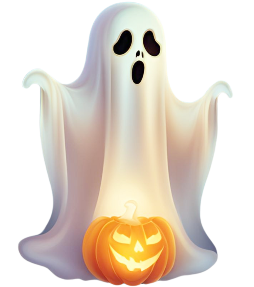 halloween ghost with pumpkin on transparent background png