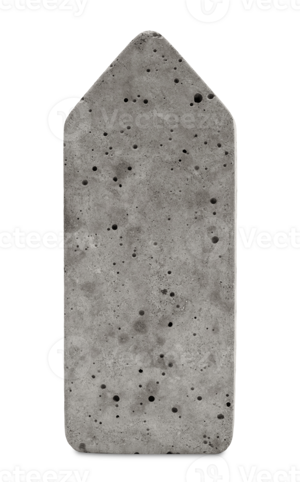 Minimalist concrete house shape on transparent background. png