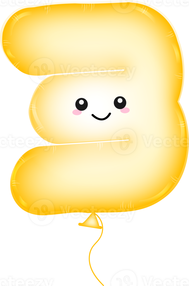 Number 3, Cute balloon comic alphabet png