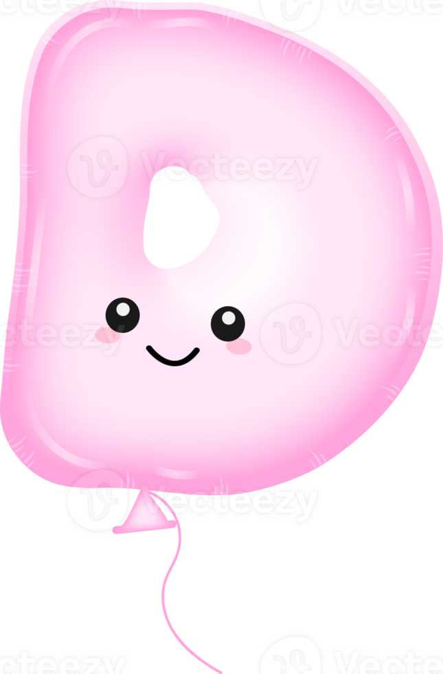 Letter D, Cute balloon comic alphabet png