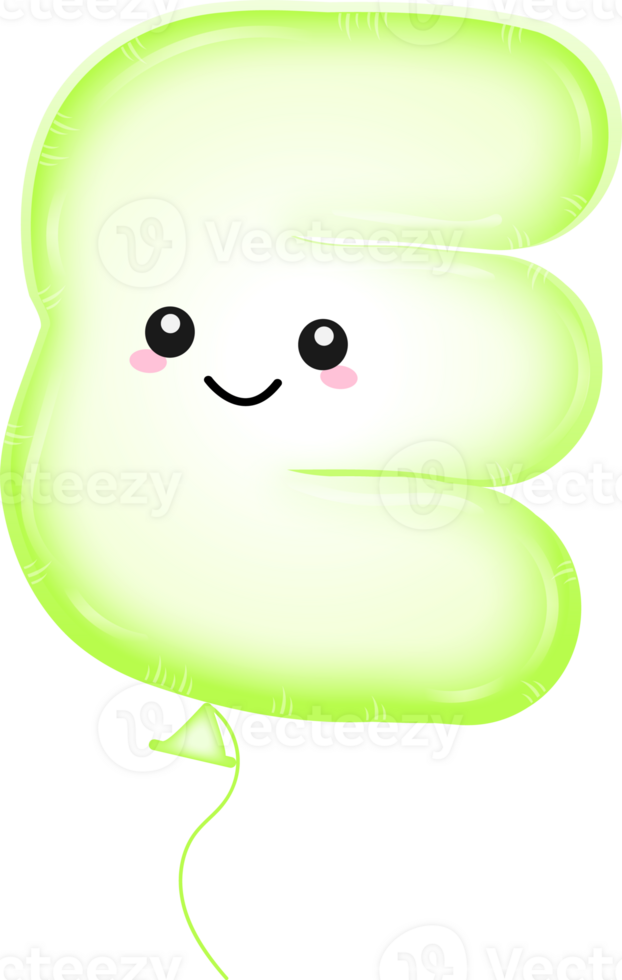 Letter E, Cute balloon comic alphabet png