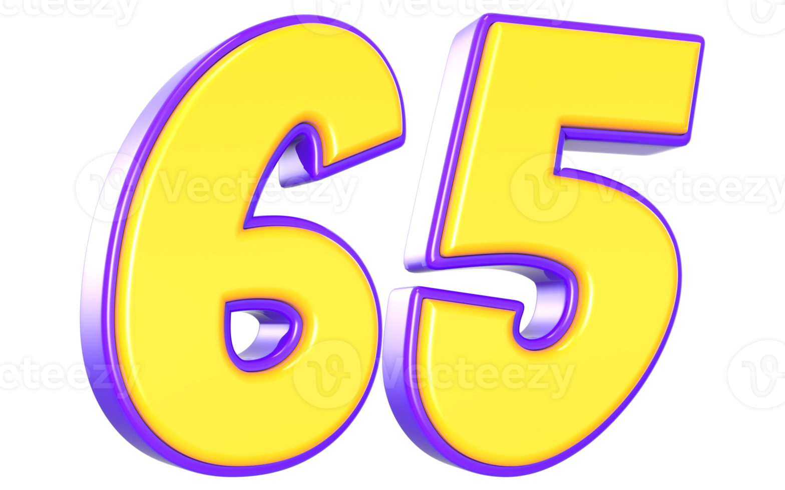 65 Number 3D Yellow And Purple png