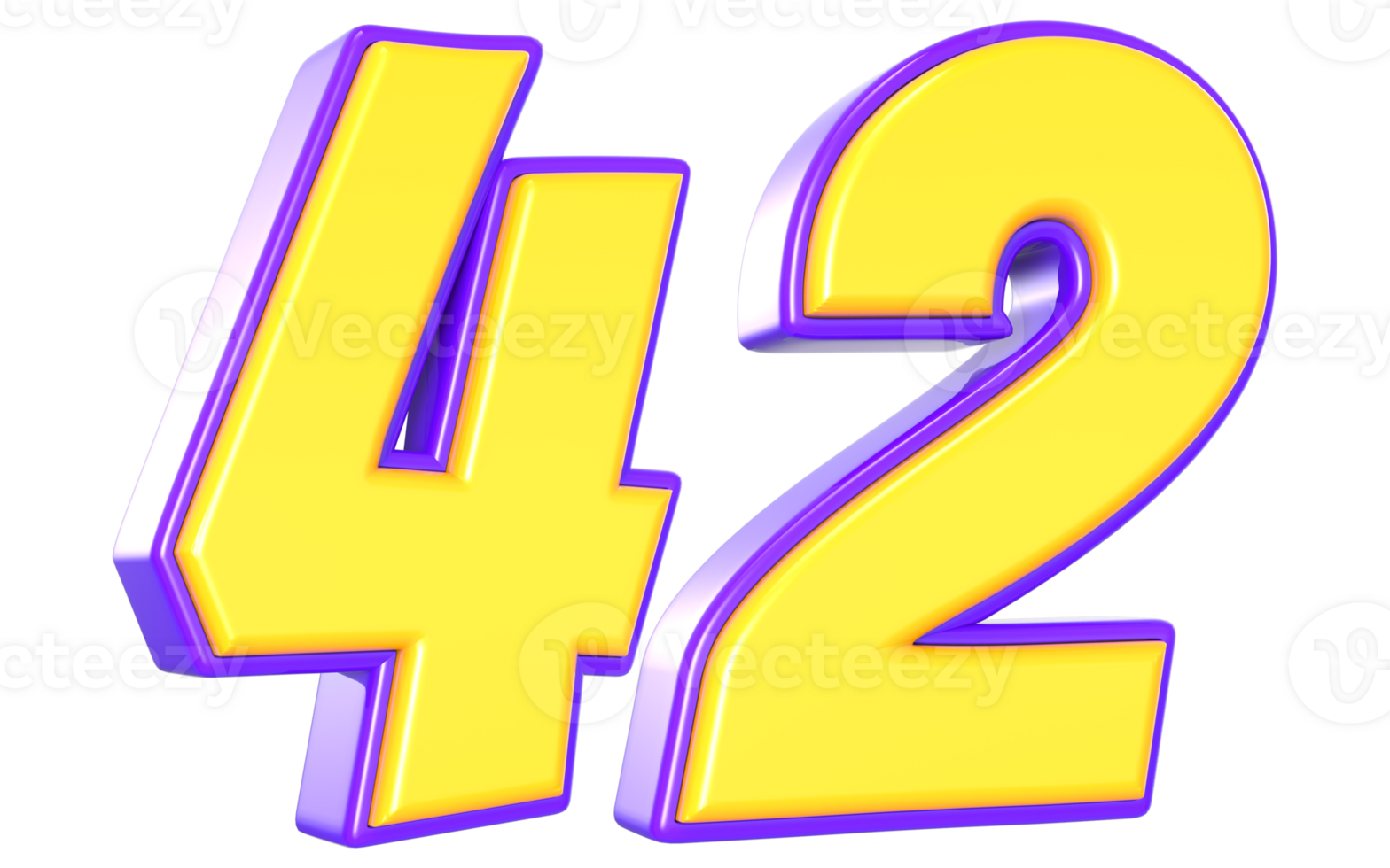 42 Number 3D Yellow And Purple png