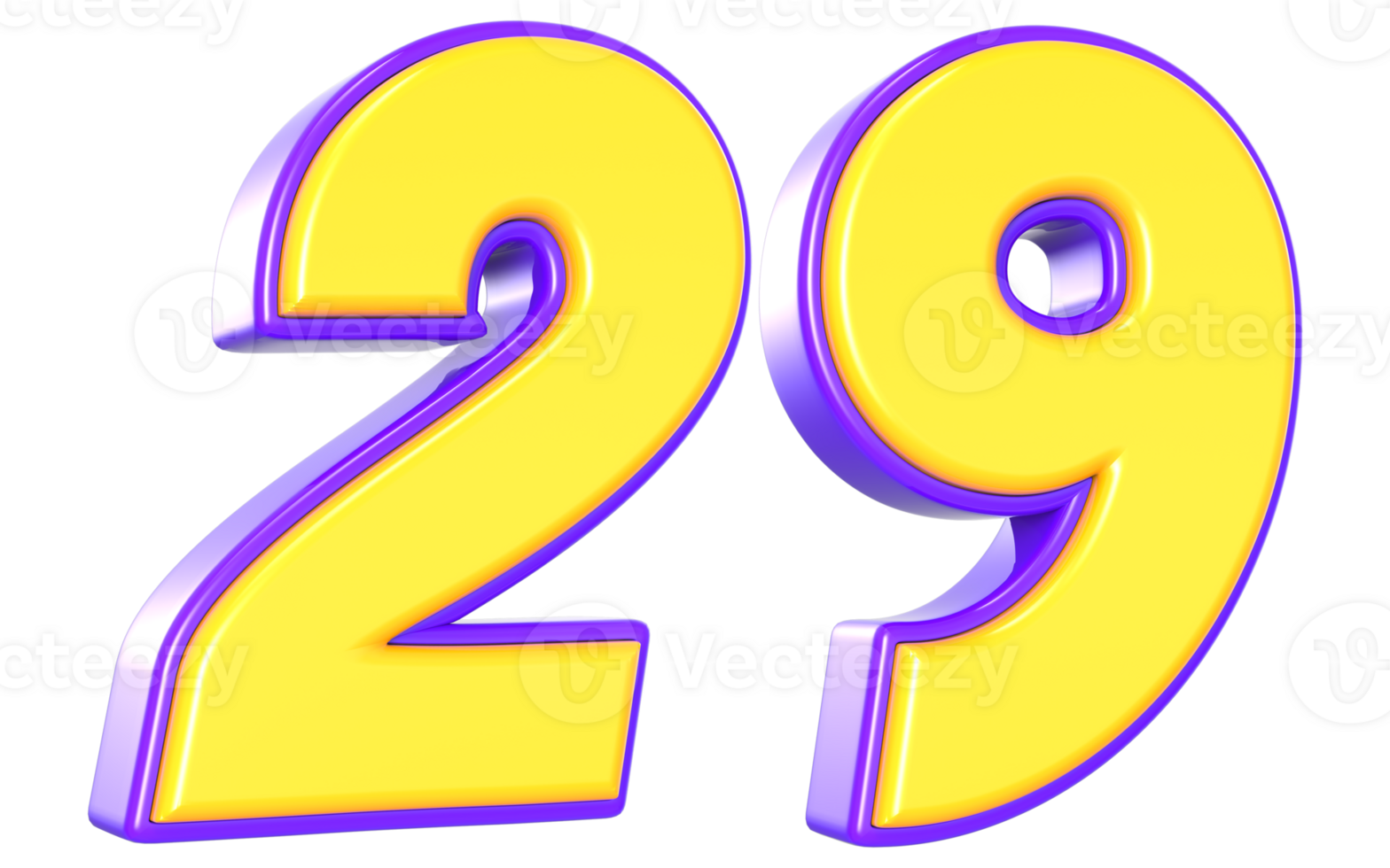 29 Number 3D Yellow And Purple png