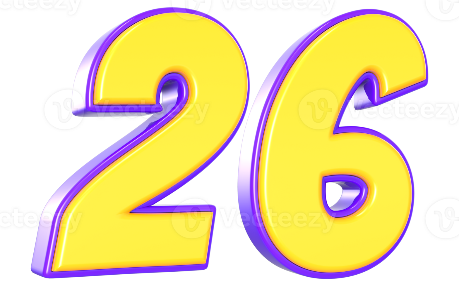 26 Number 3D Yellow And Purple png