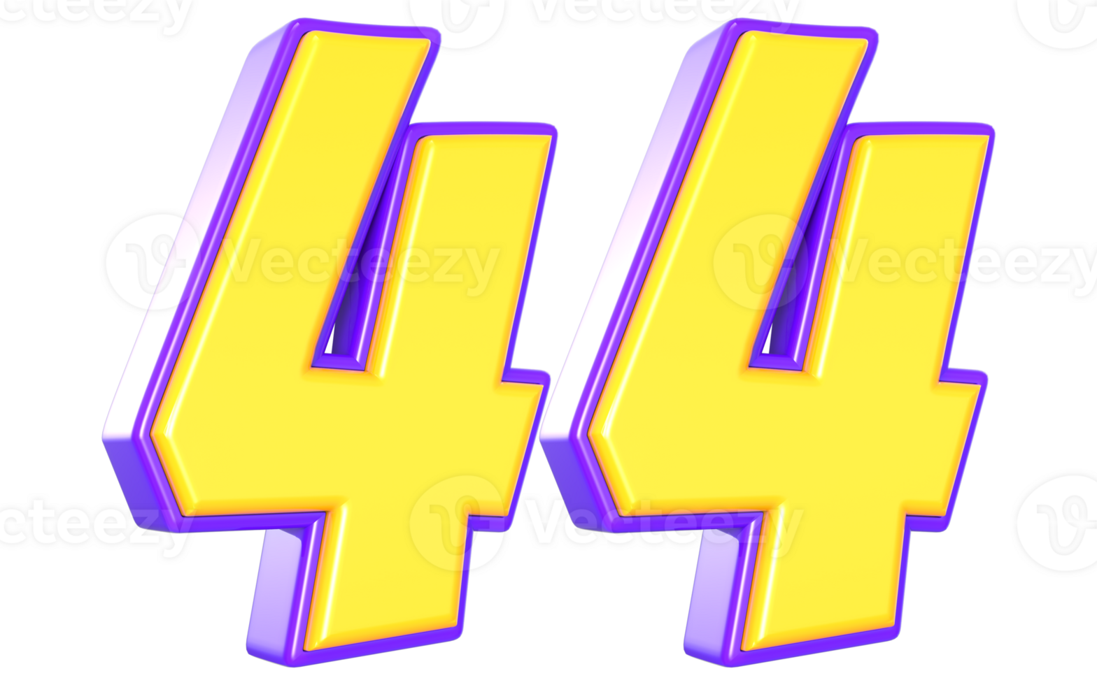 44 Number 3D Yellow And Purple png