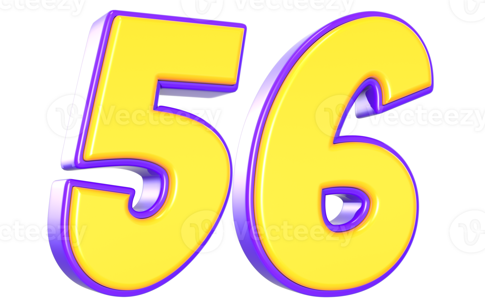 56 Number 3D Yellow And Purple png