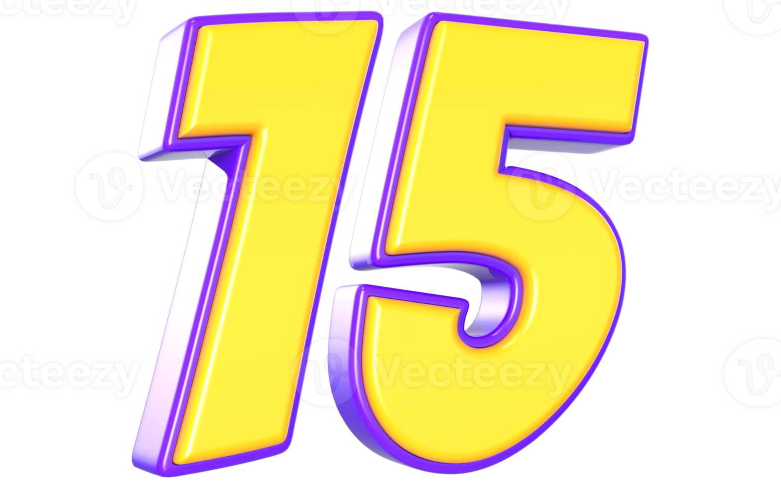 15 Number 3D Yellow And Purple png