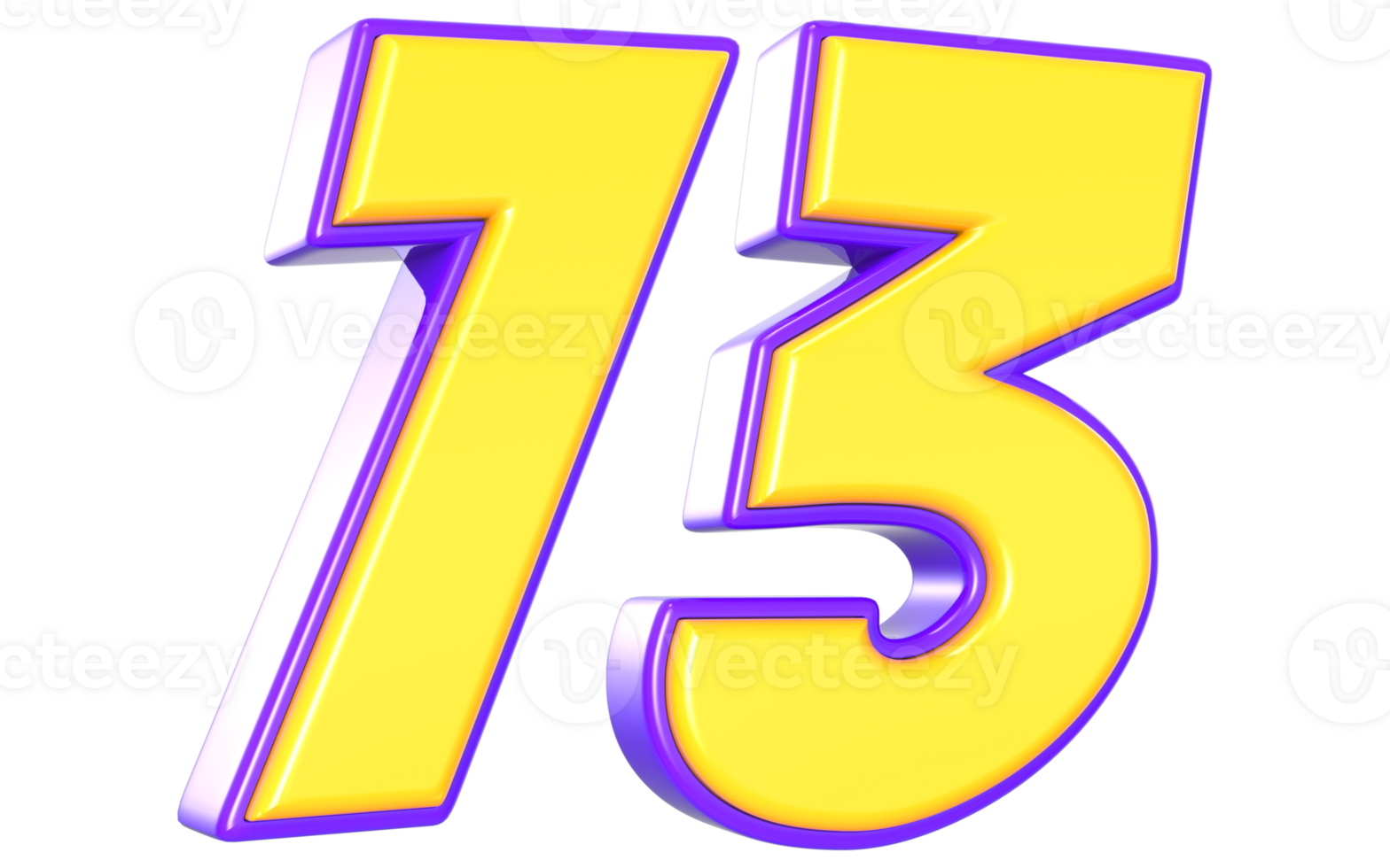73 Number 3D Yellow And Purple png
