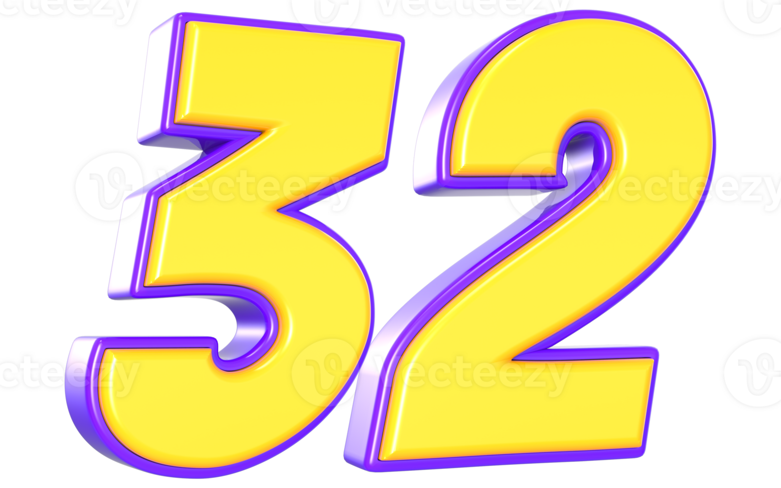 32 Number 3D Yellow And Purple png