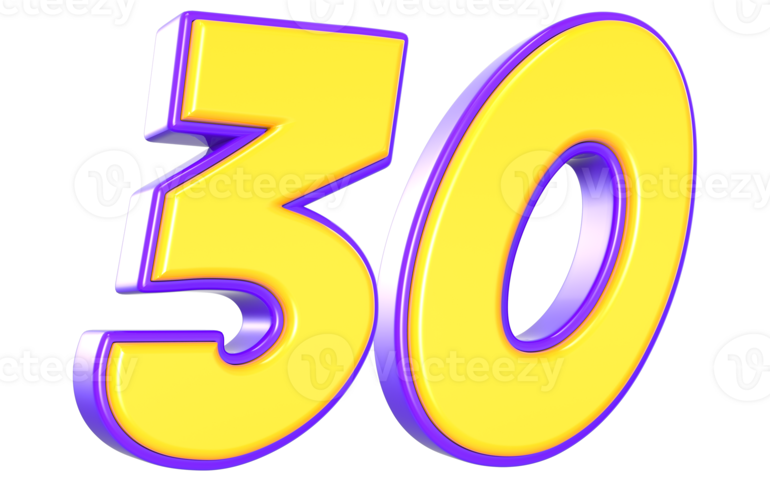 30 Number 3D Yellow And Purple png