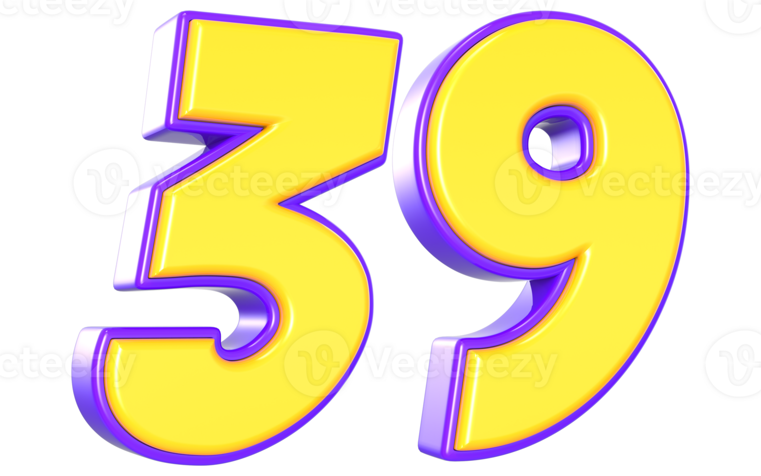 39 Number 3D Yellow And Purple png