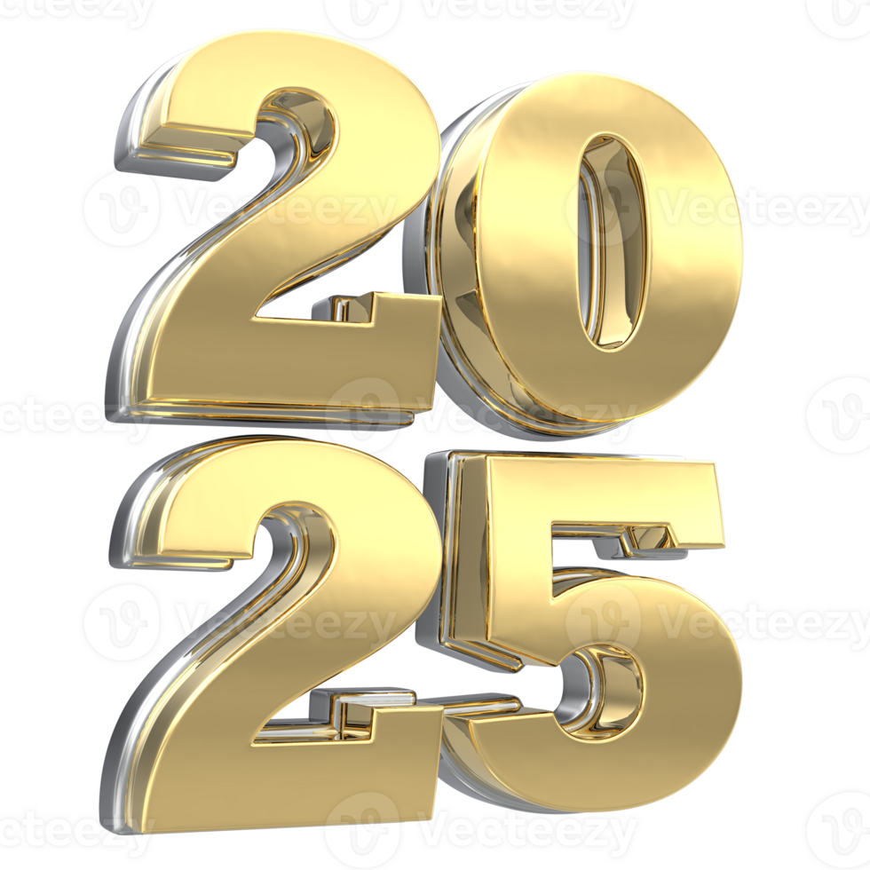 2025 gold number 3d render png