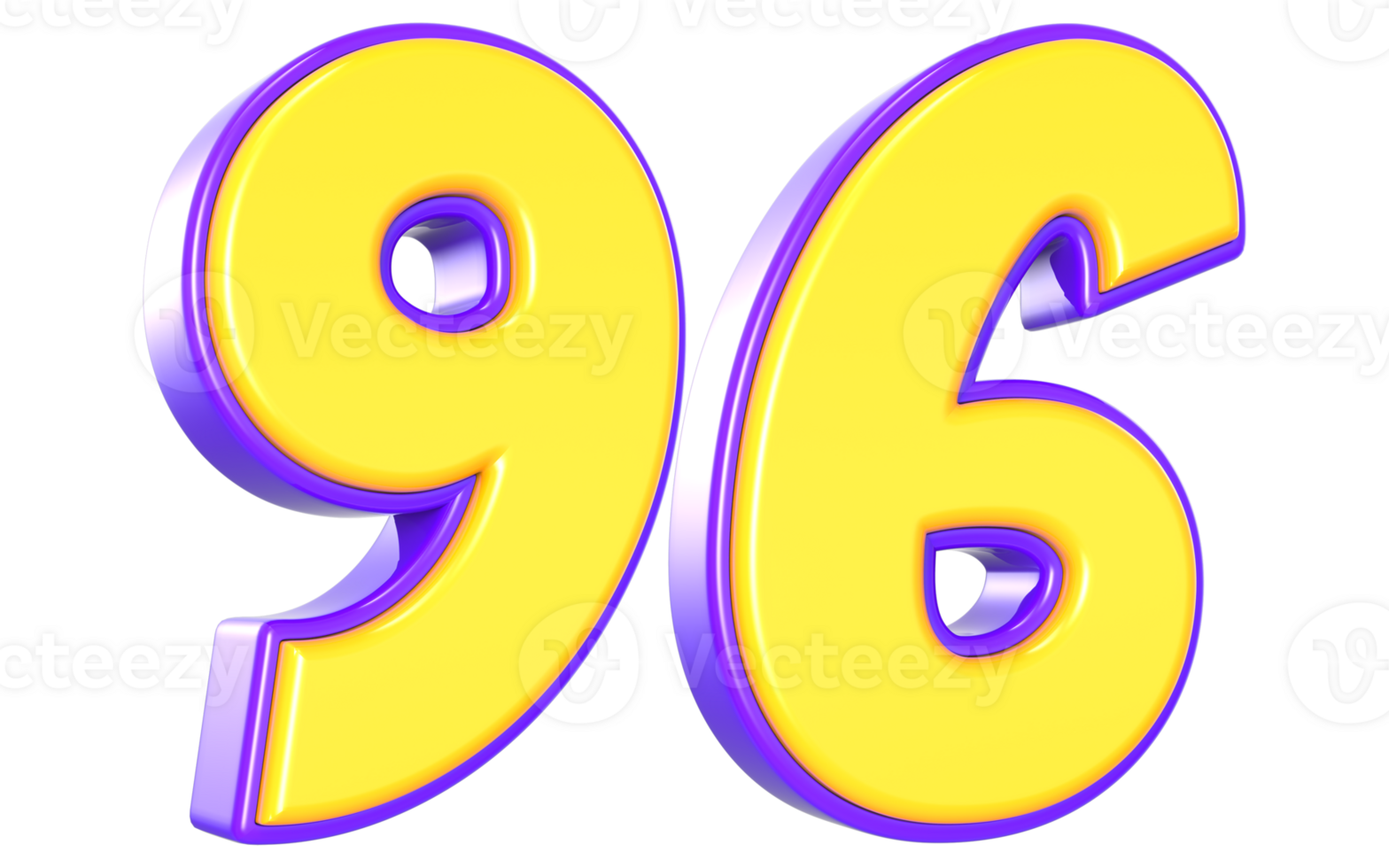 96 Number 3D Yellow And Purple png
