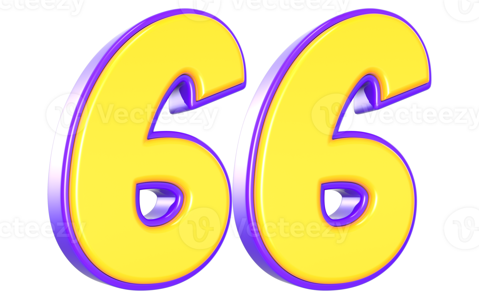 66 Number 3D Yellow And Purple png