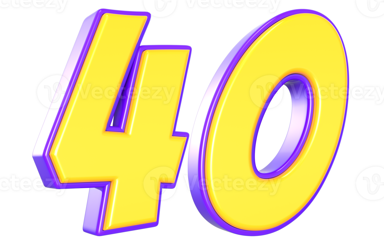 40 Number 3D Yellow And Purple png