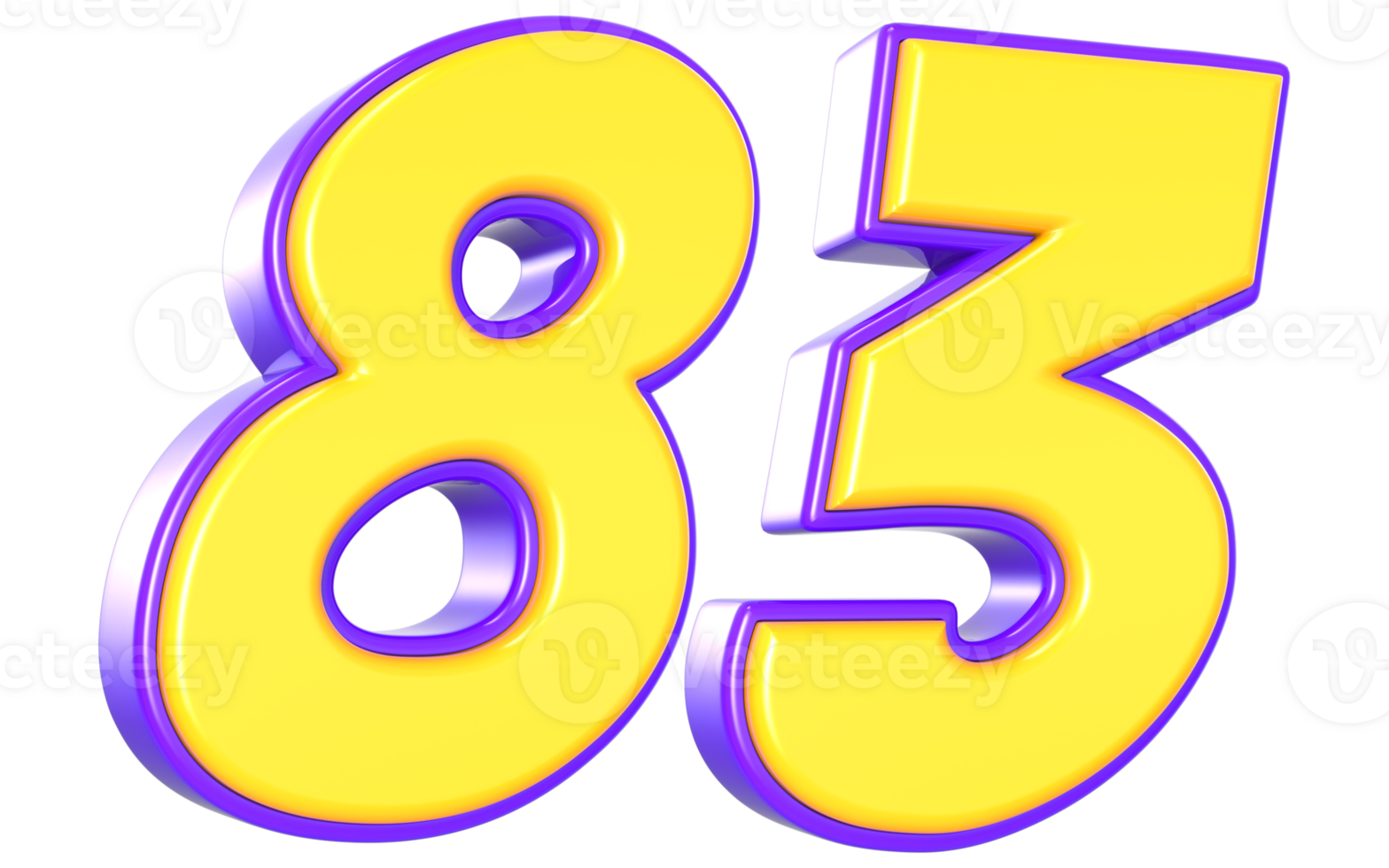 83 Number 3D Yellow And Purple png