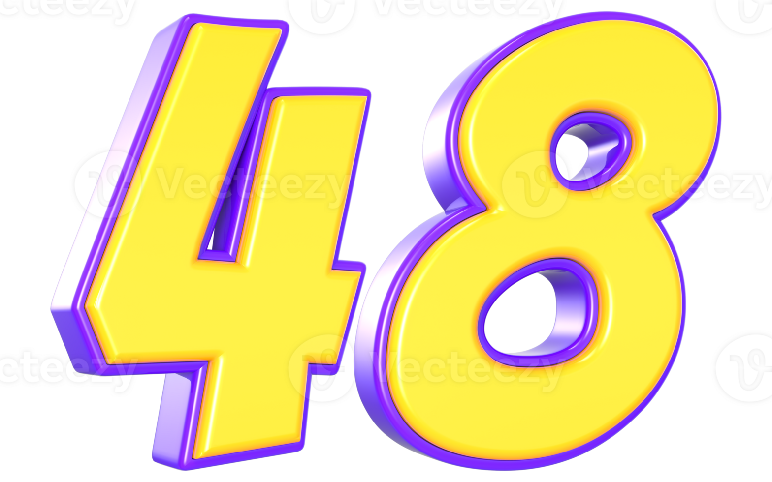 48 Number 3D Yellow And Purple png