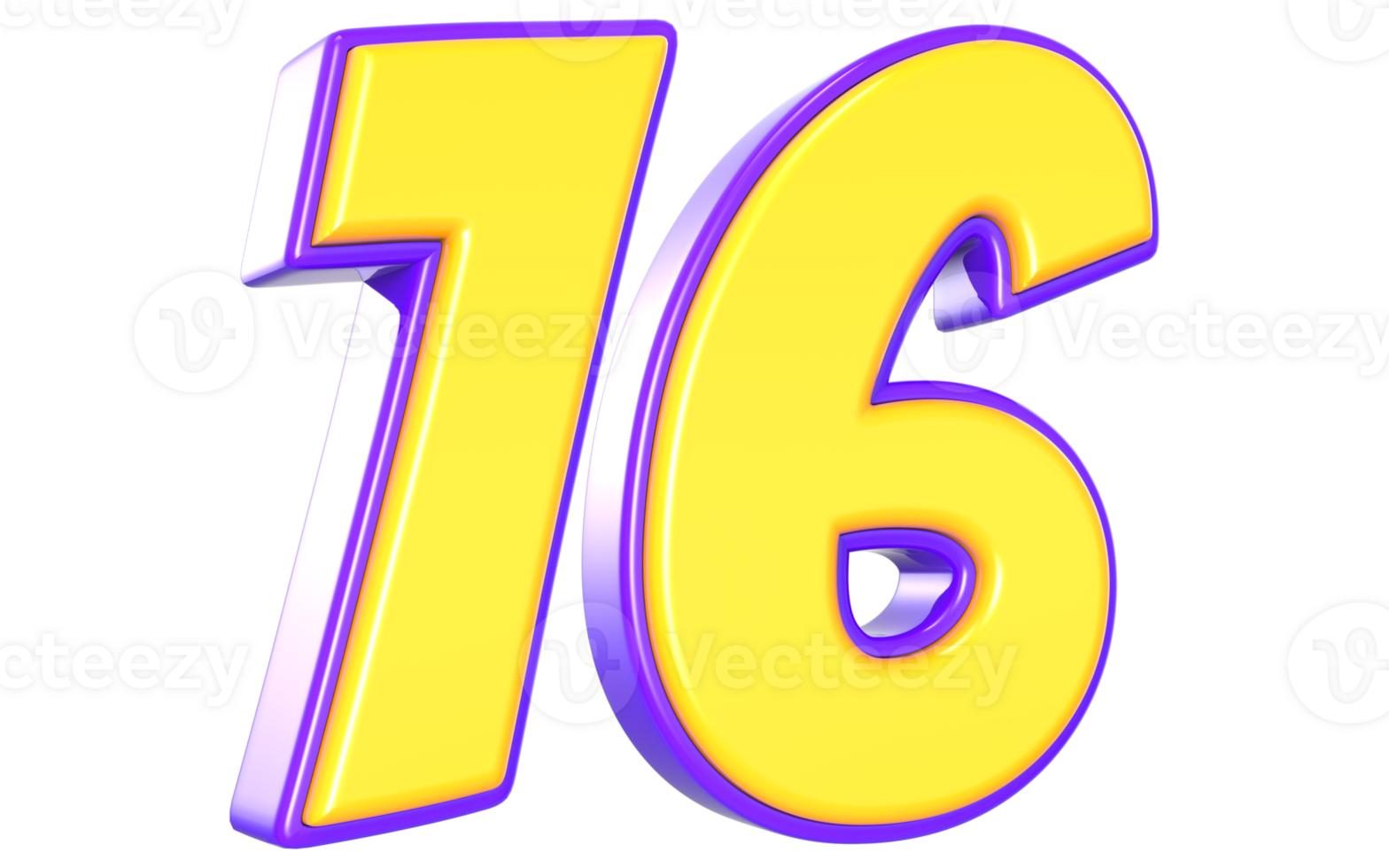 16 Number 3D Yellow And Purple png