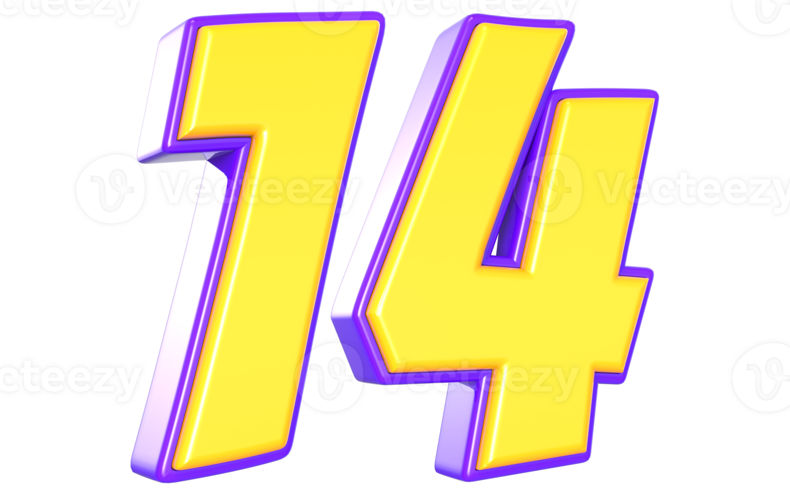 14 Number 3D Yellow And Purple png