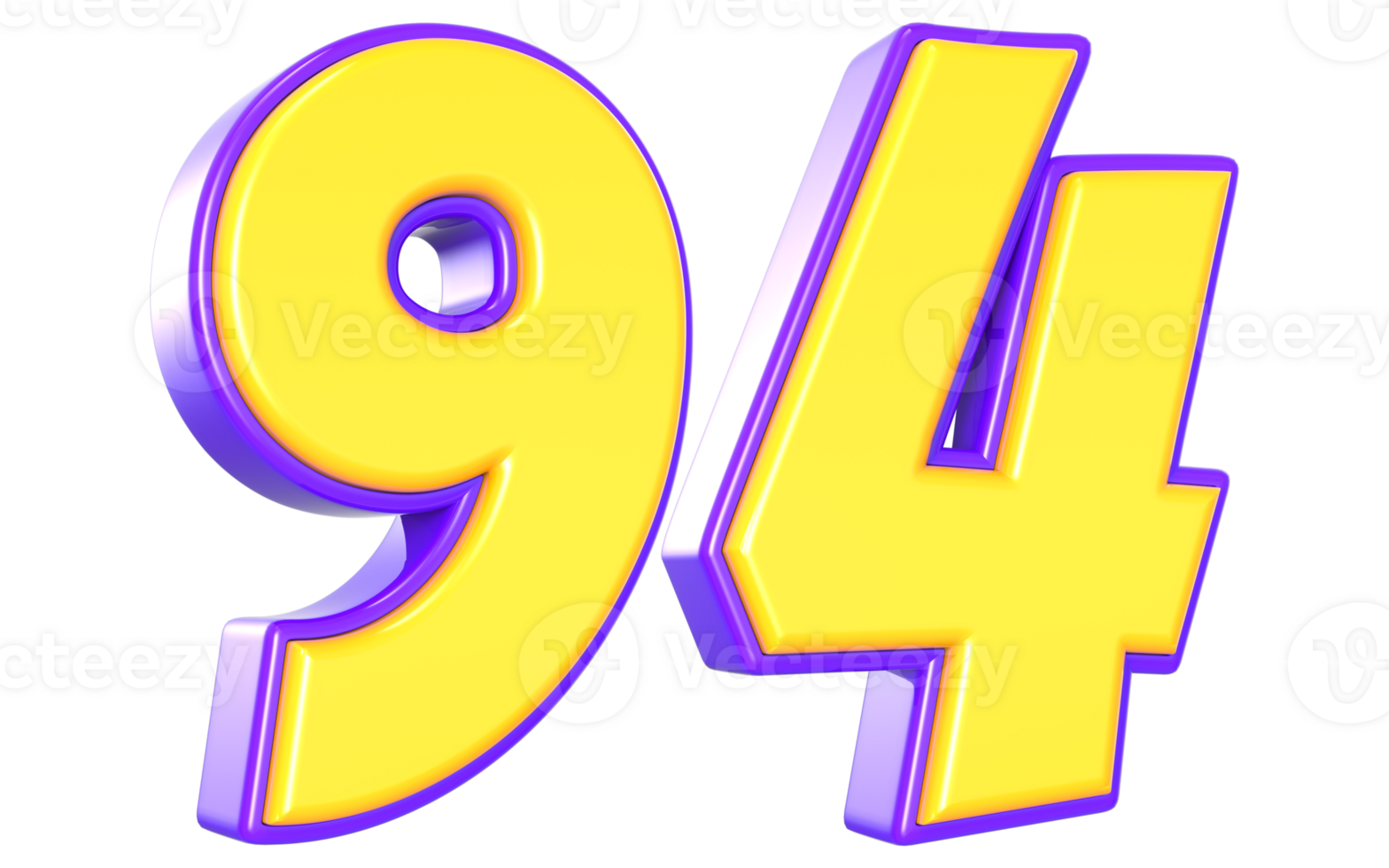94 Number 3D Yellow And Purple png