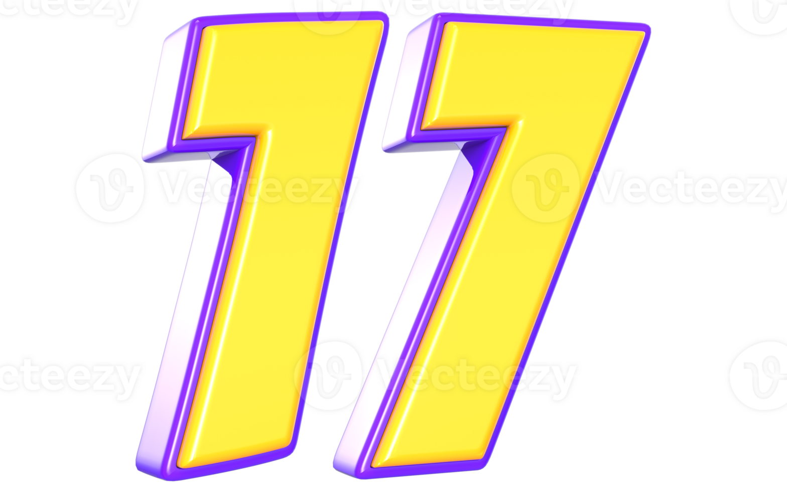 17 Number 3D Yellow And Purple png