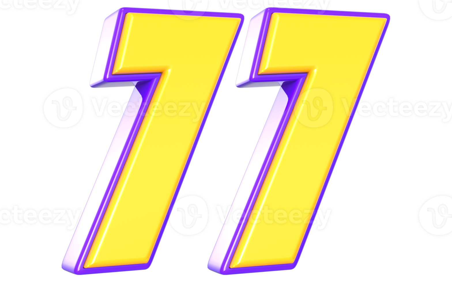 77 Number 3D Yellow And Purple png