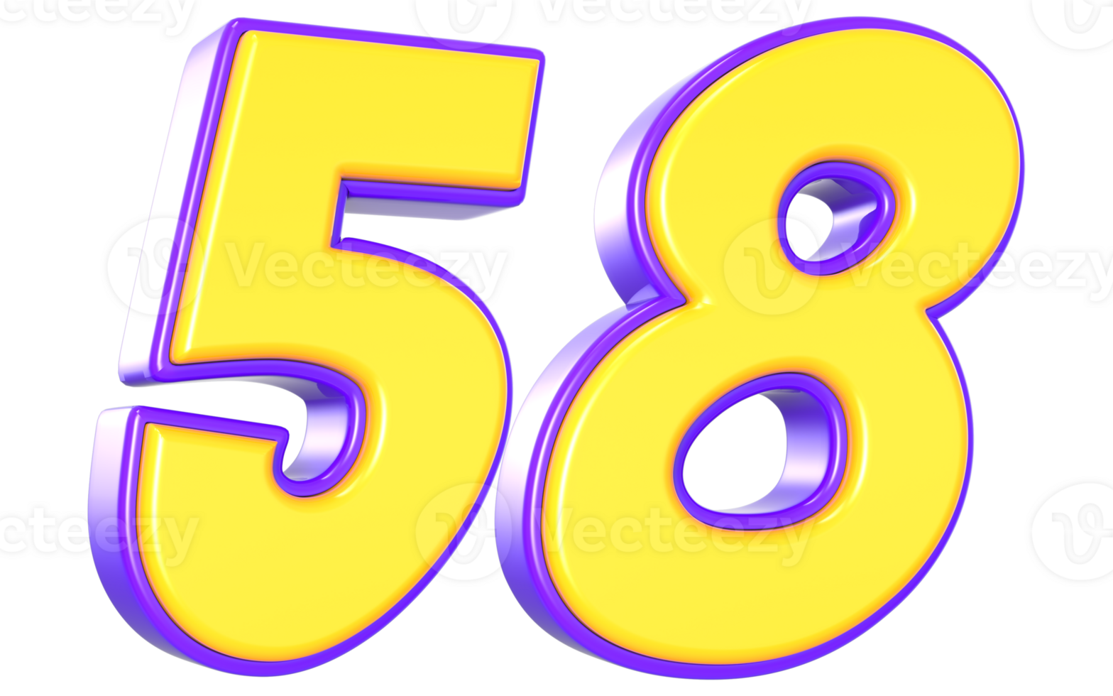 58 Number 3D Yellow And Purple png