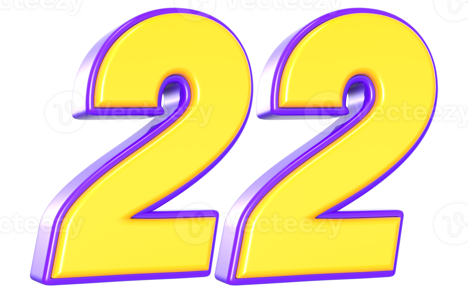 22 Number 3D Yellow And Purple png