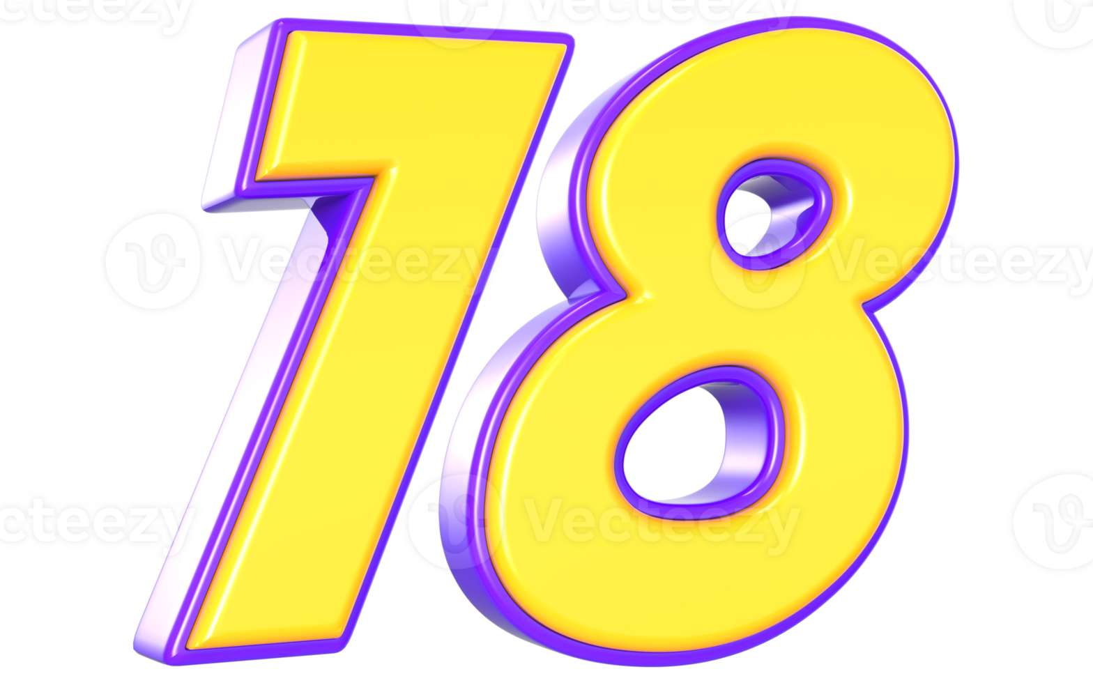 78 Number 3D Yellow And Purple png