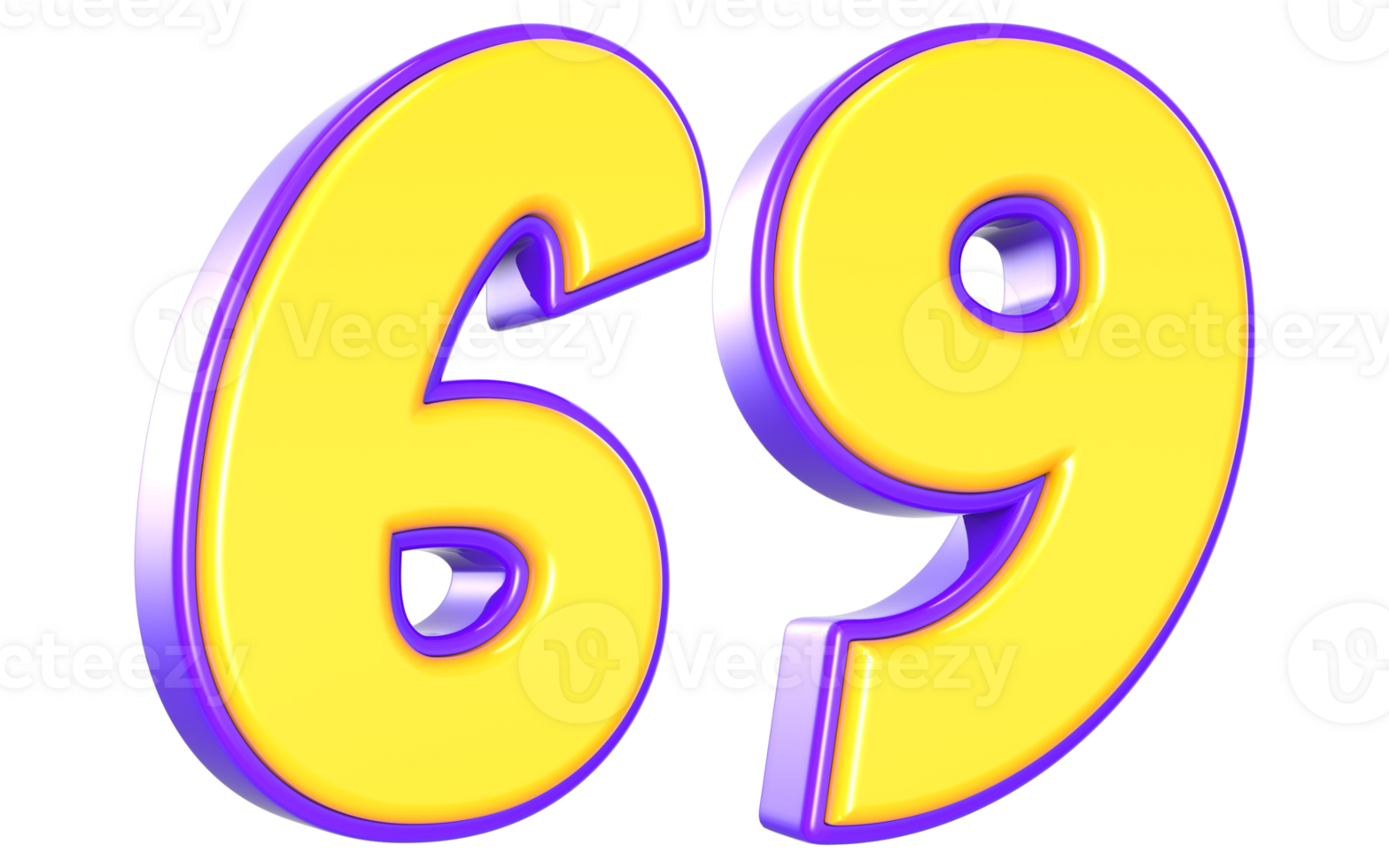 69 Number 3D Yellow And Purple png