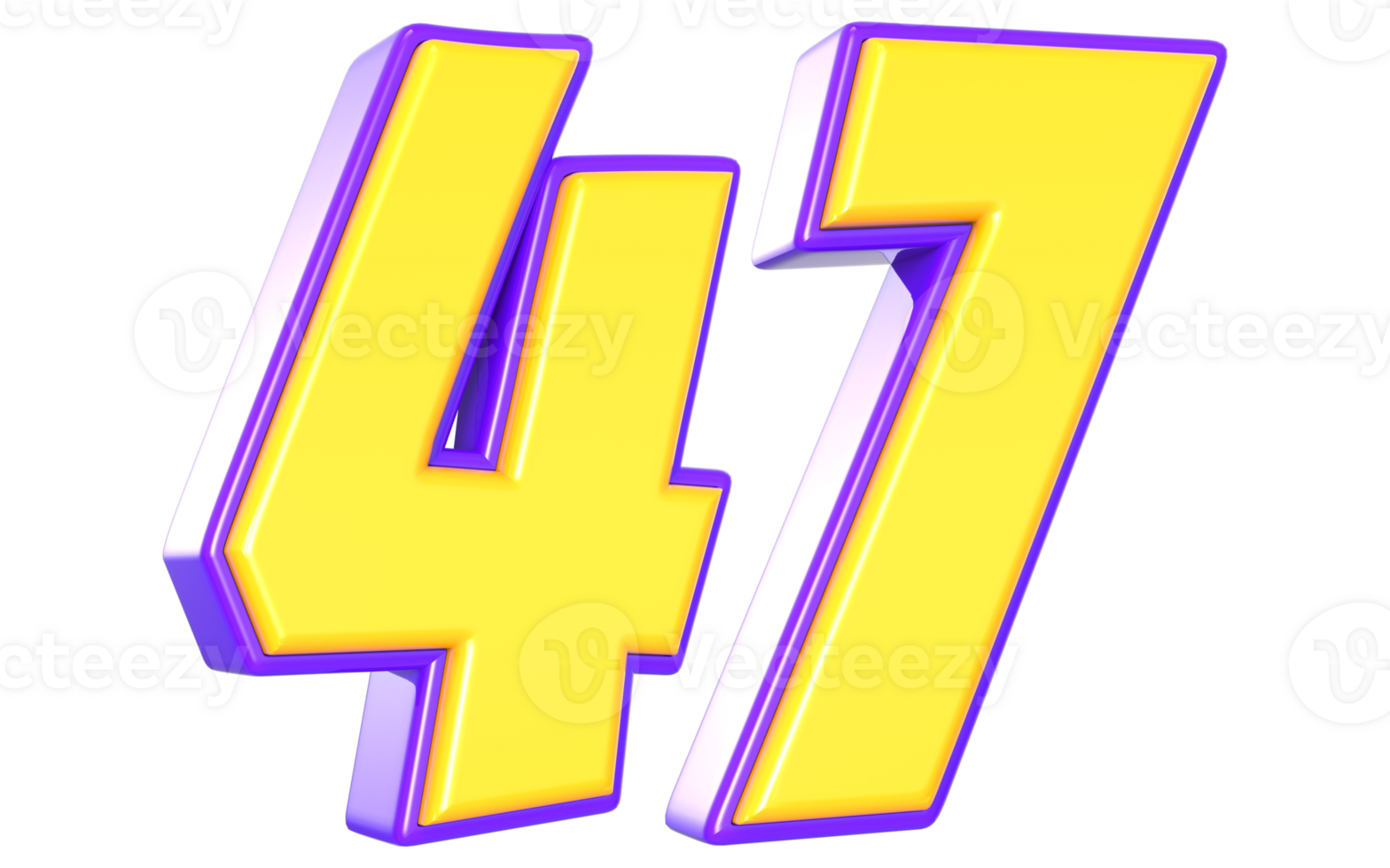 47 Number 3D Yellow And Purple png