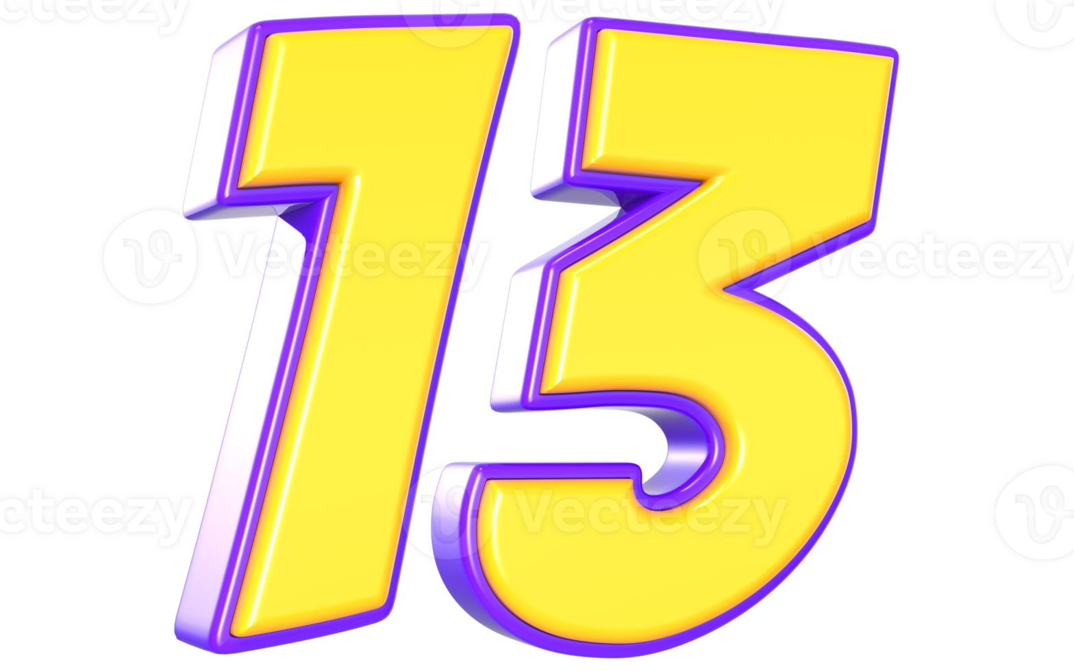 13 Number 3D Yellow And Purple png