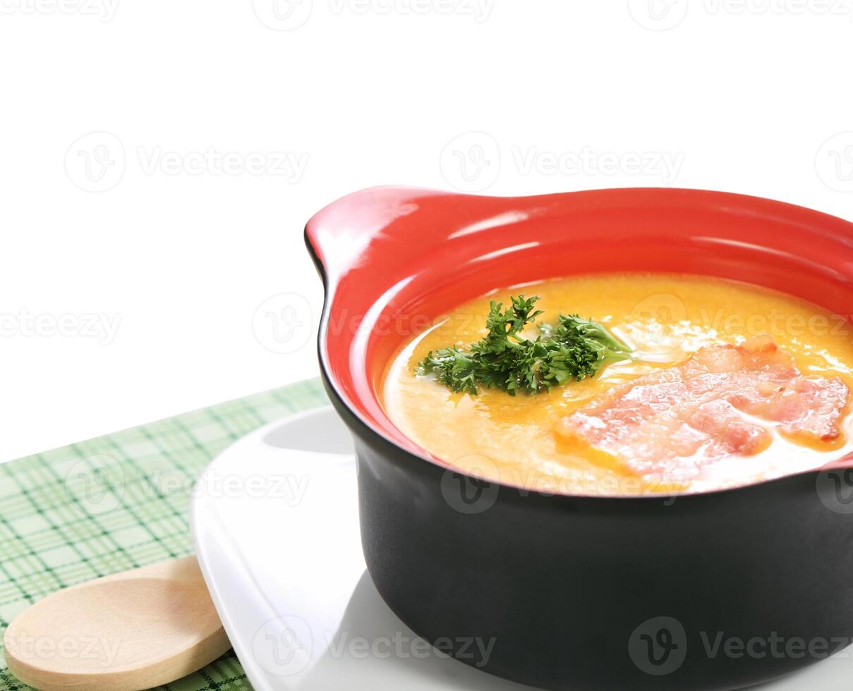 A bowl of the pumpkin soup photo