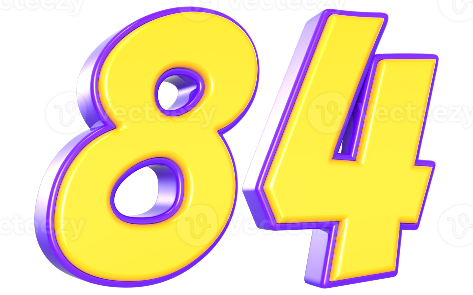 84 Number 3D Yellow And Purple png