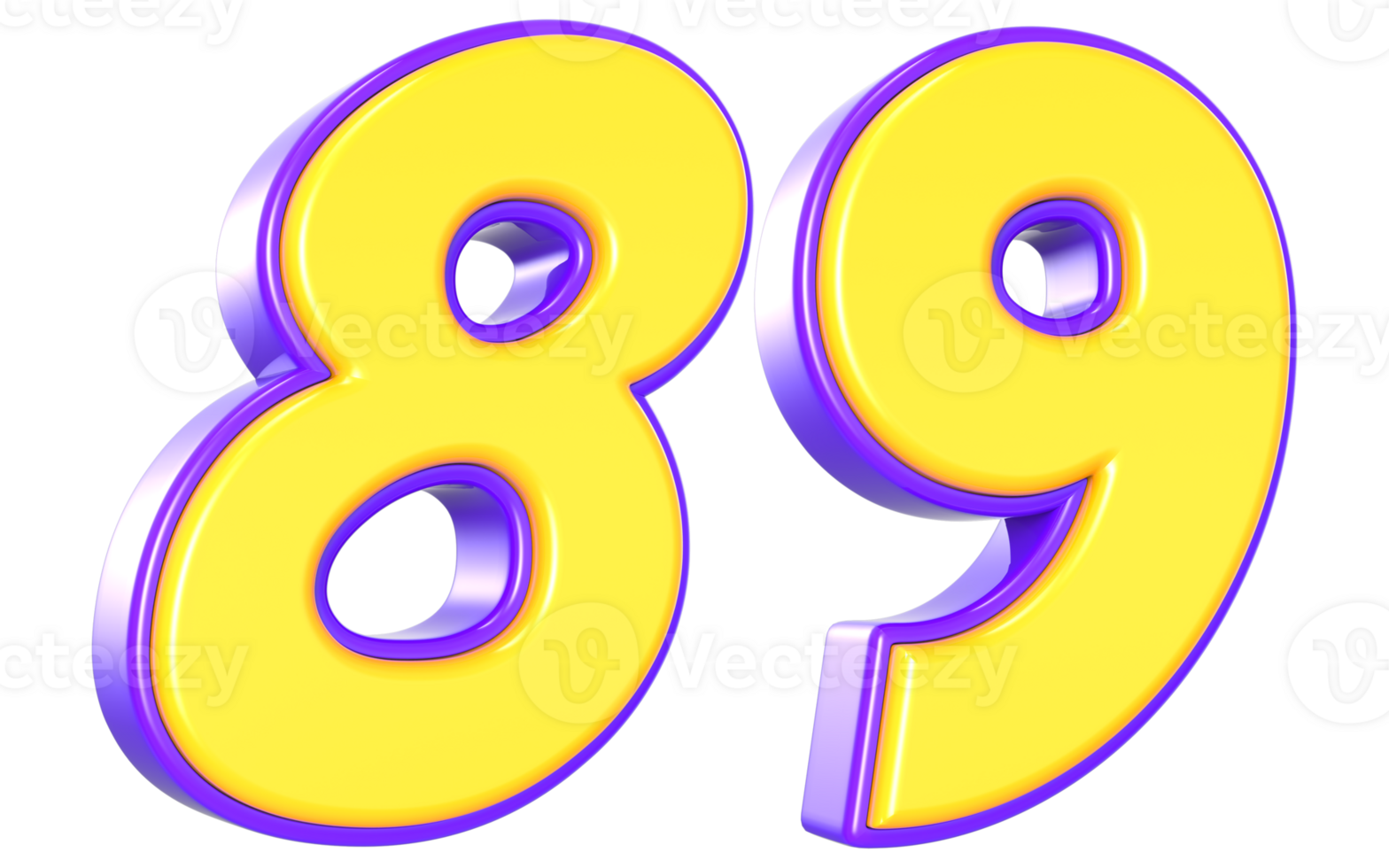 89 Number 3D Yellow And Purple png