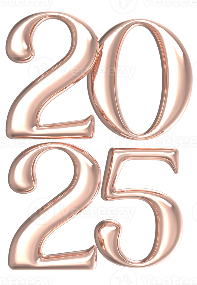 Rose petals forming number 2025 3d render png