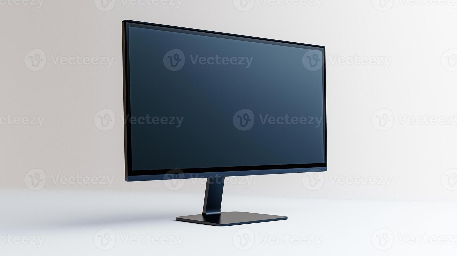 Modern ldc display mockup in light space. Digital technology for home and business with monitor template advertising image. Pc screen mock up with stand product photorealistic photo