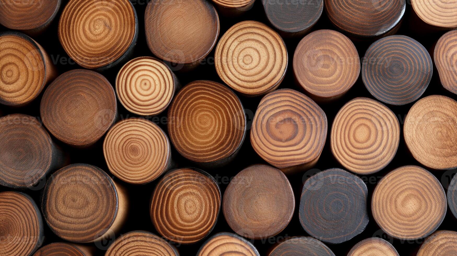 Cut tree trunk circle pieces ornament banner background copy space. Lumber material decorative pattern image backdrop empty. Carpentry concept composition top view, copyspace photo