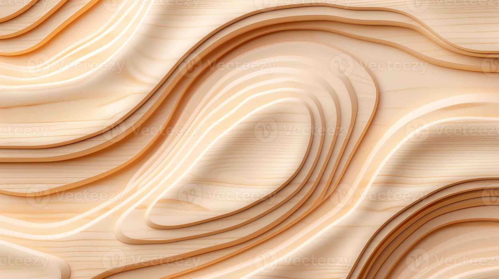 Carved pattern decor on wood banner background copy space. Organic timber abstract texture image backdrop empty. Woodwork craft art concept composition top view, copyspace photo