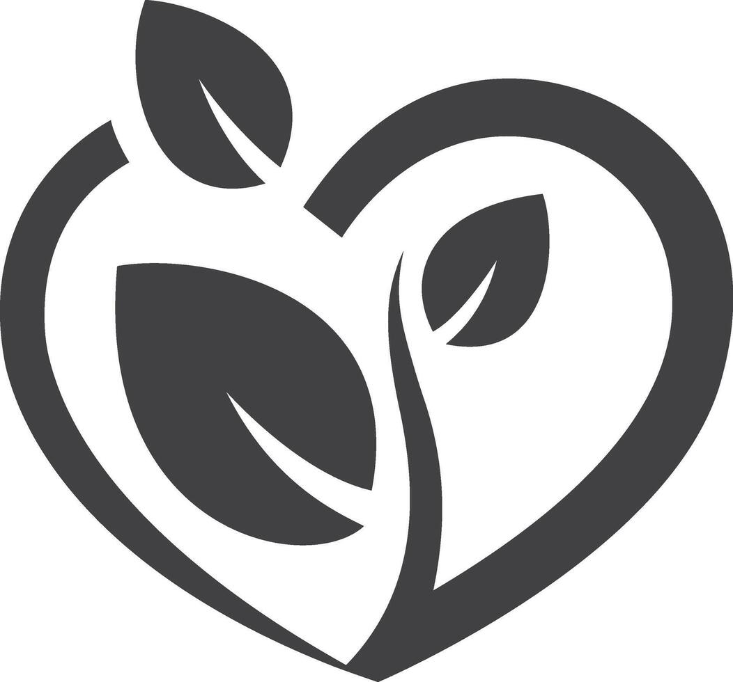 a heart with leaves in it vector