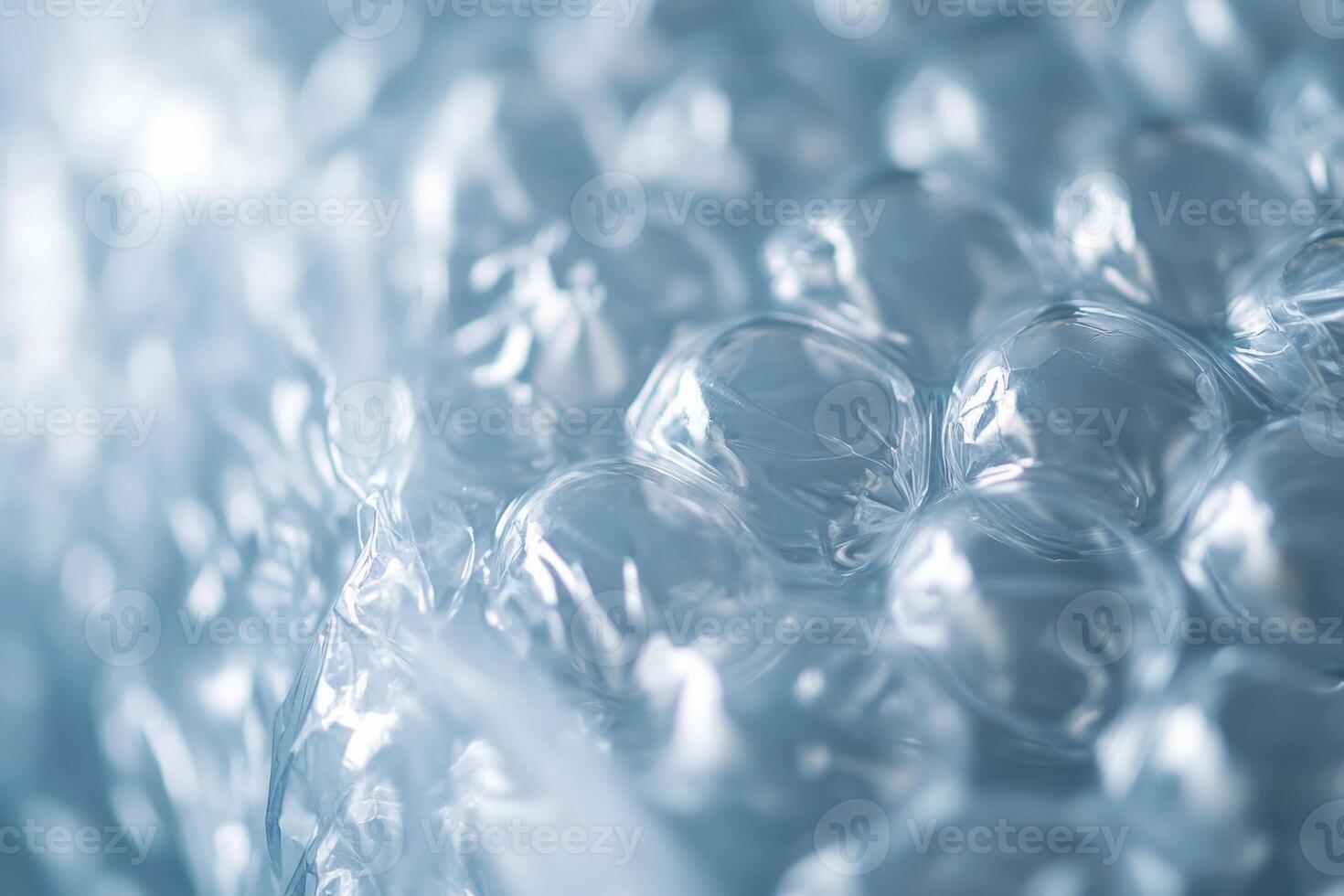 Close-up view of bubble wrap texture highlighting bubbles and reflections in natural light photo