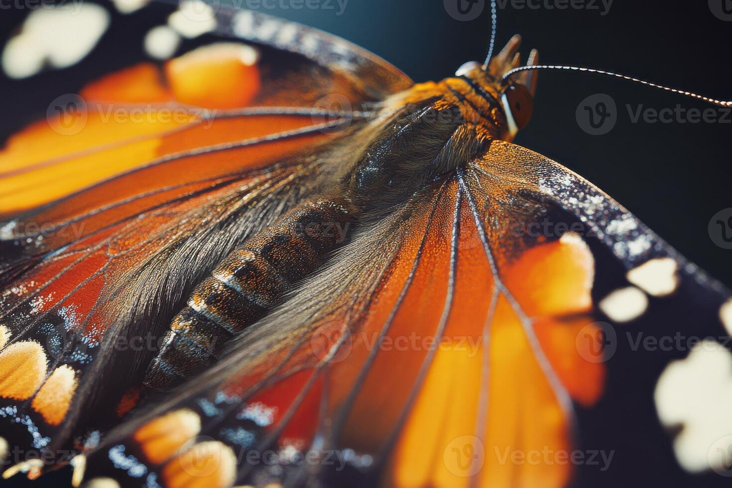 Close-up of an orange and black butterfly perched in a vibrant natural setting during daylight photo