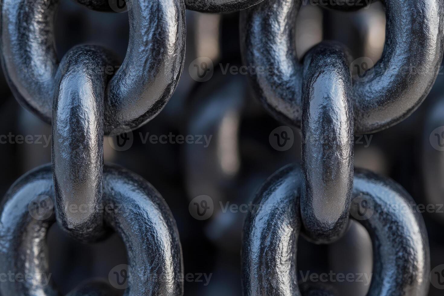 Detailed view of strong metallic chains arranged closely in a patterned formation outdoors photo