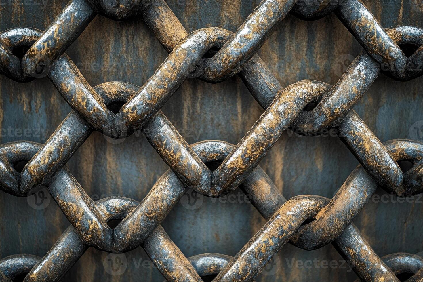 Intricate metal chain pattern creating a textured backdrop for industrial design or art photo